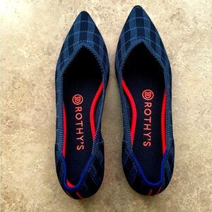 Rothys The Point Indigo Gingham Flat (retired style) Size 7